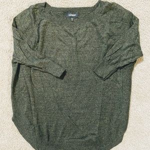 Oversized curved hem 3/4 sleeve sweater - Express